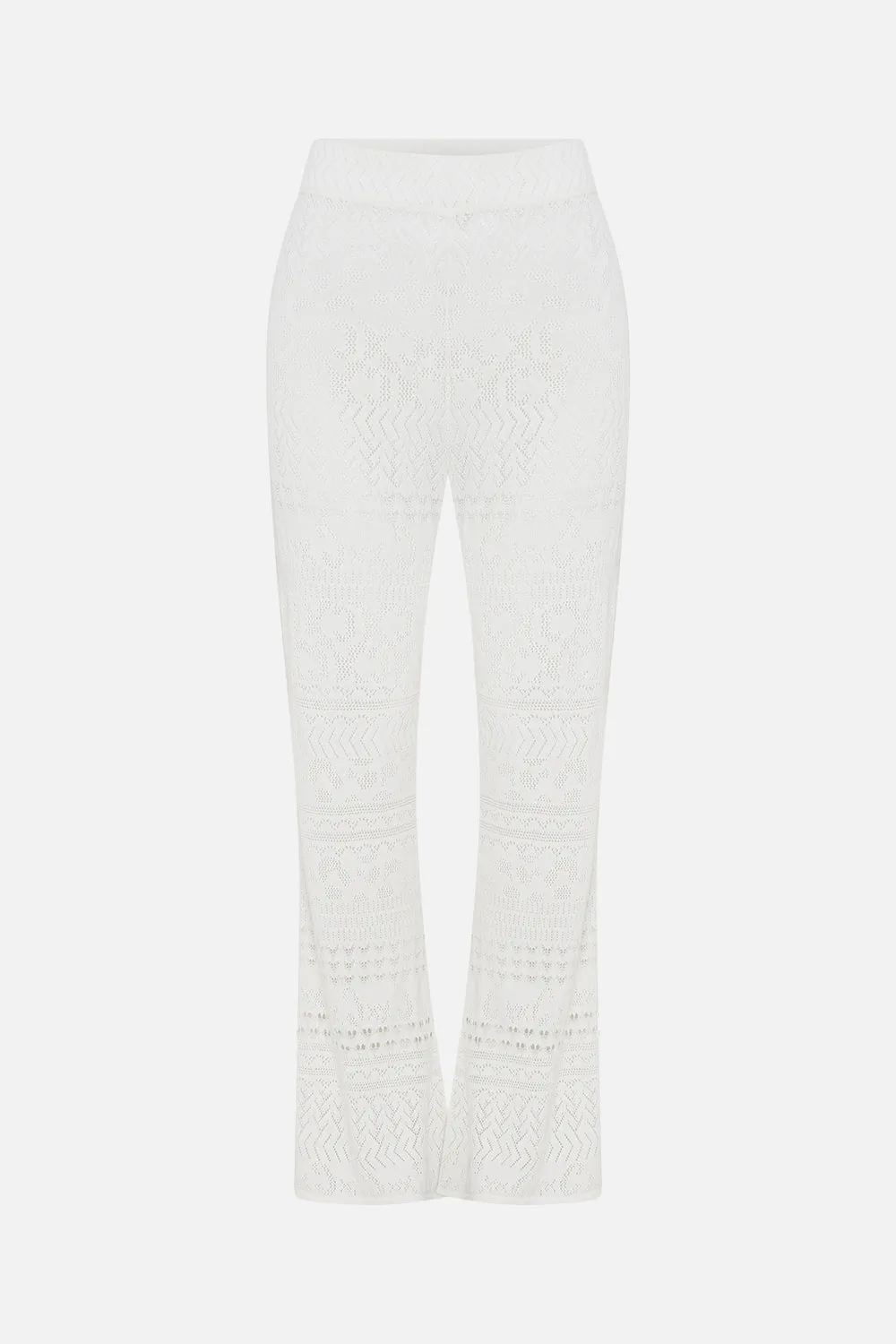 FLARED POINTELLE KNIT PANT SEA CHARM