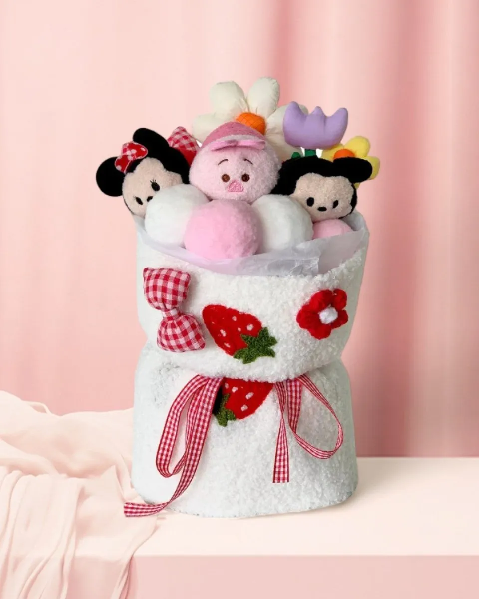Fluffy Soft Toy Knit Bouquet - Mickey Tsum Tsum