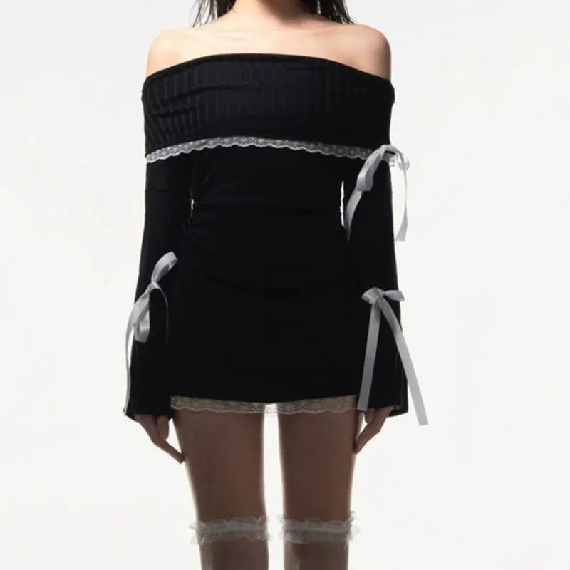 Flytonn-Christmas Outfits New Year's Eve Dress Night Out Club Dresses cute winter outfits Natalie Off Shoulder Mini Dress