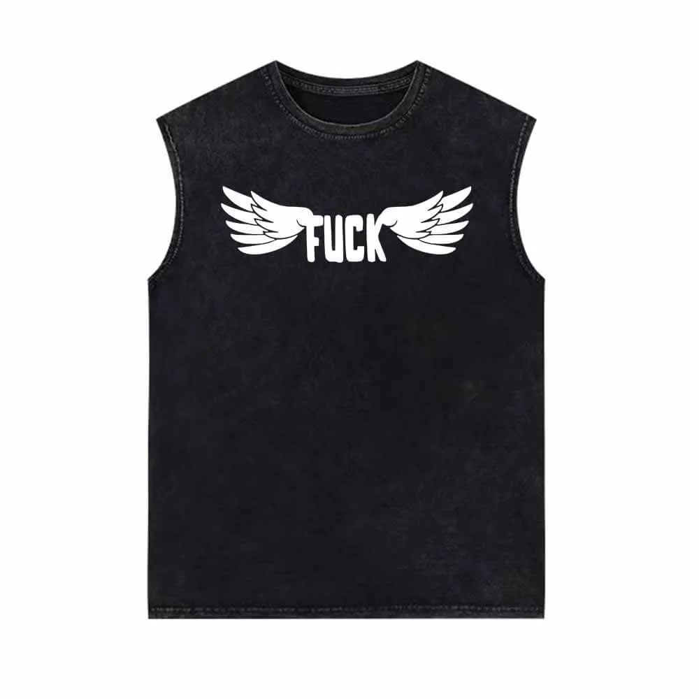 Fuck Letter With Wings Vintage Washed Vest Top