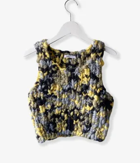 FUMIKA_UCHIDA/SPACE DYED HAND KNITTED VEST(GRY×BEIGE×YEL)