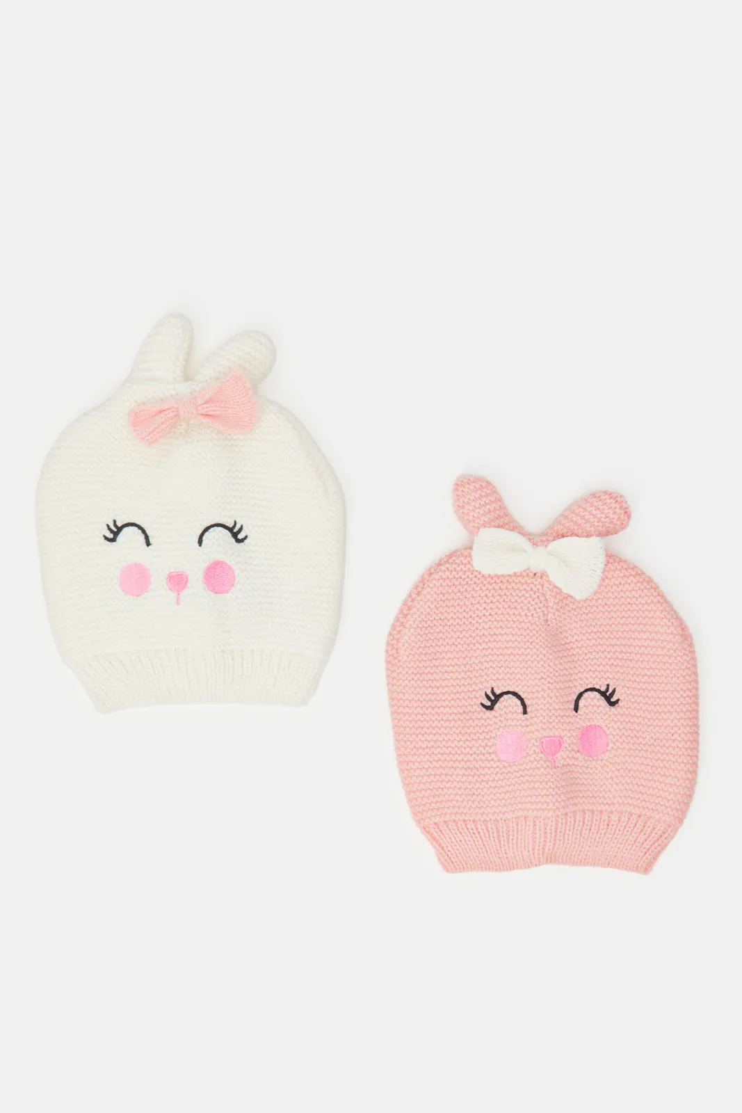 Girls Assorted Knitted Cap Set (2 Piece)