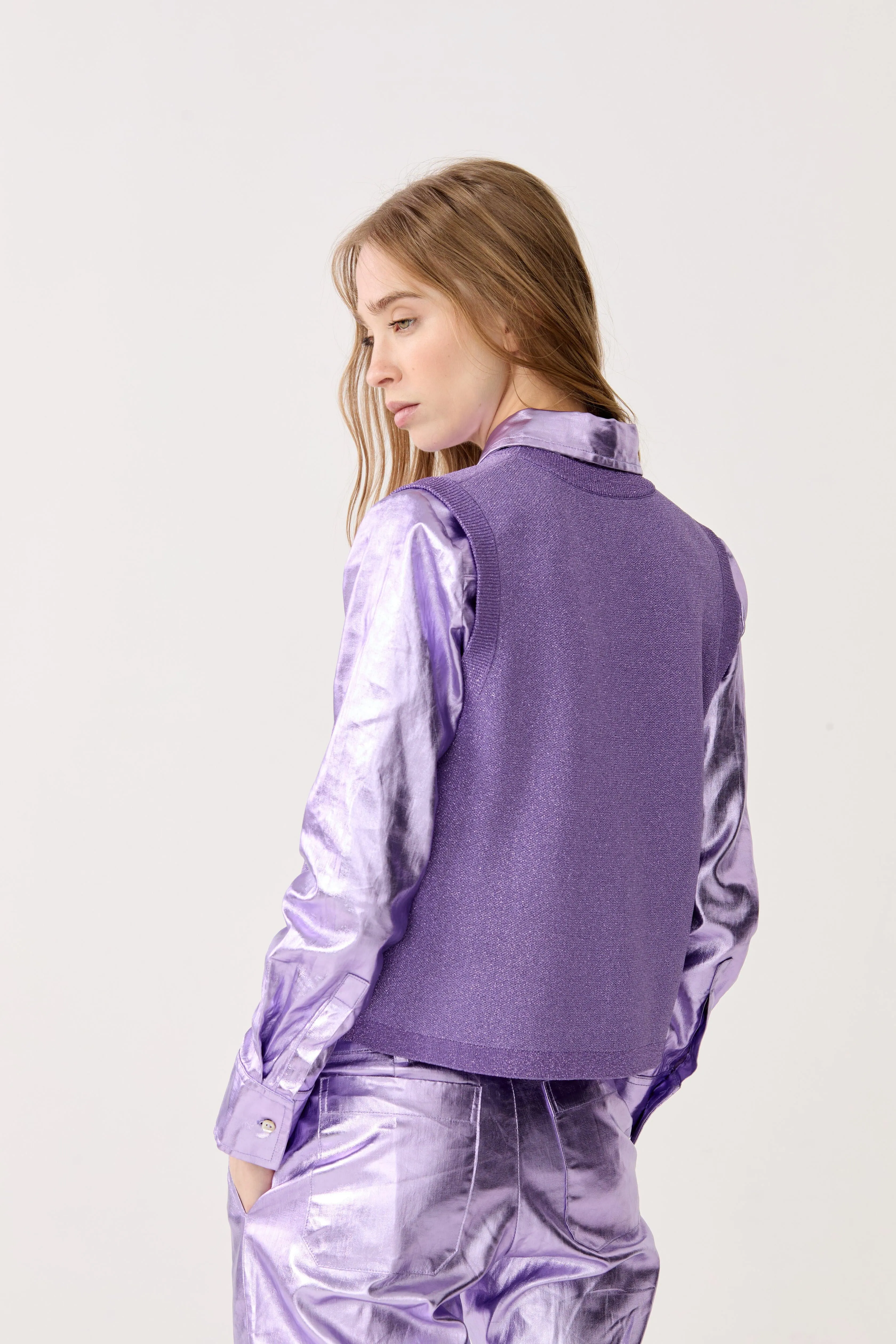 Glitter Knitted Top - Violet