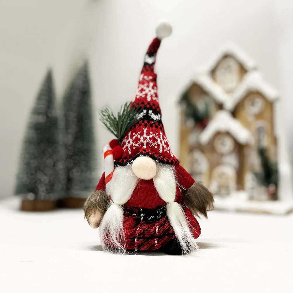 Gnome Doll Ornament With Knitted Curved Hat