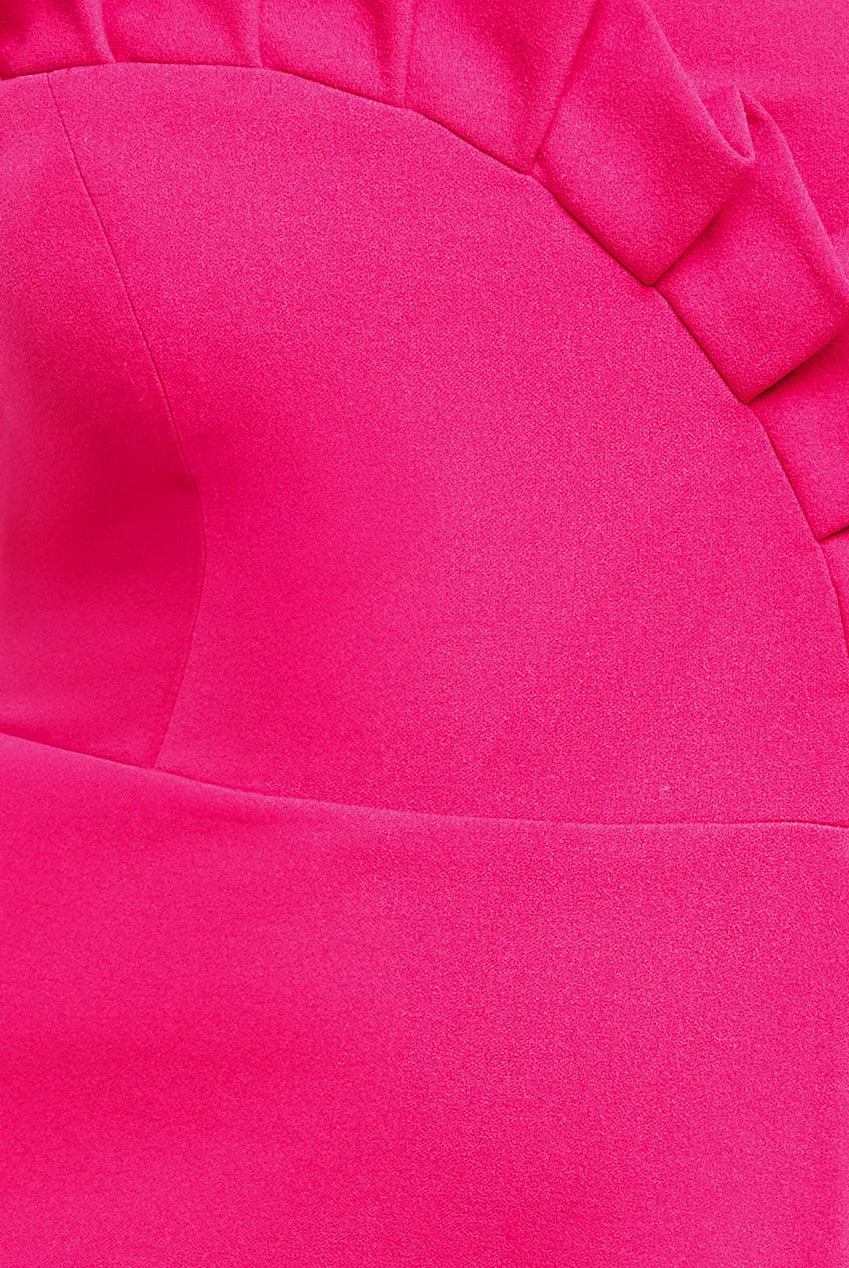 Goddiva Frilled Halter Neck Strap Midi Dress - Magenta