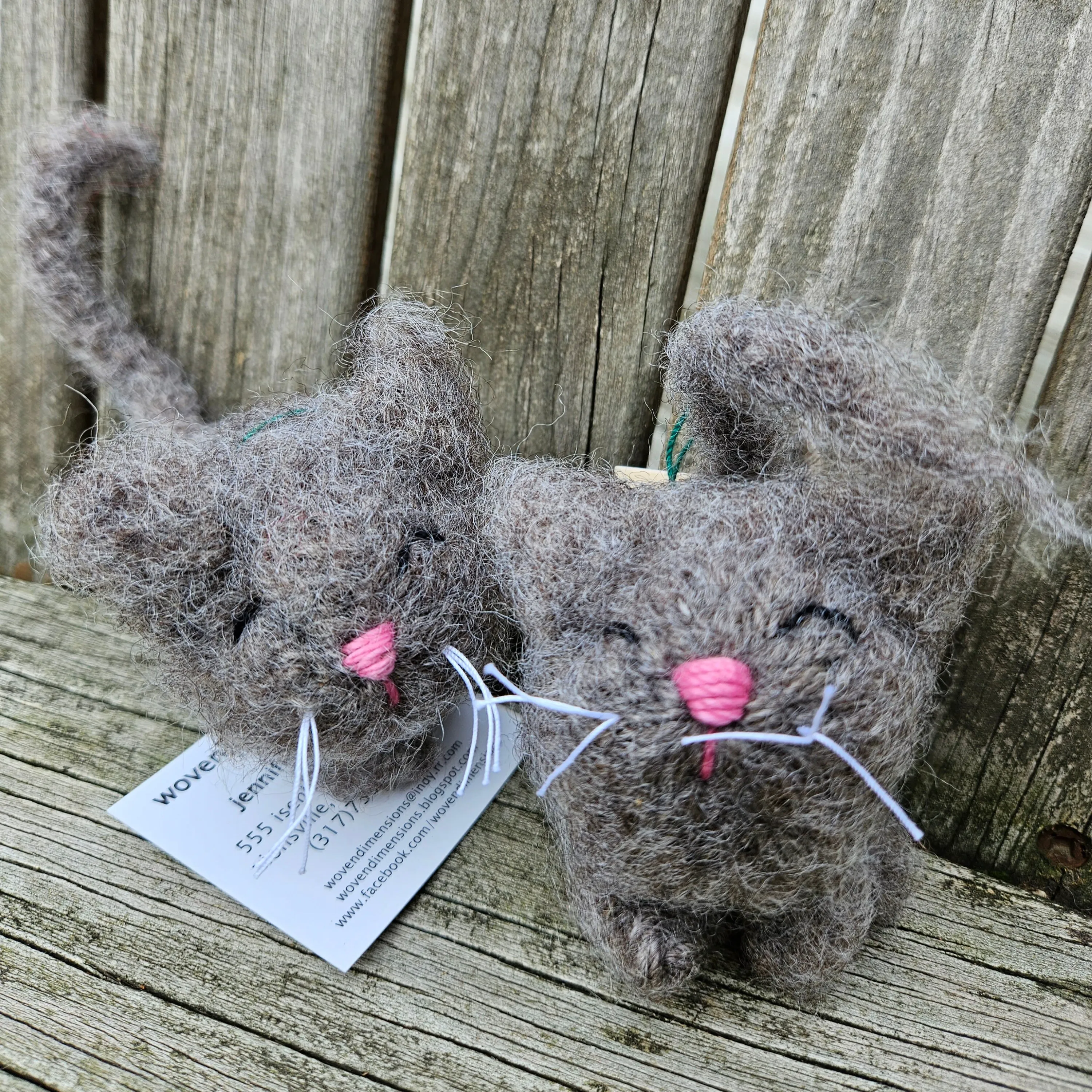 Gray Tabby Kitten- TG-20 Felted Knitted 3LSWool Yarn  2 1/2" x 3"