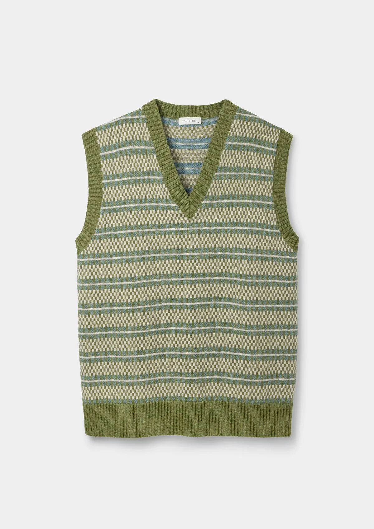 Green Grid Fair-Isle Vest