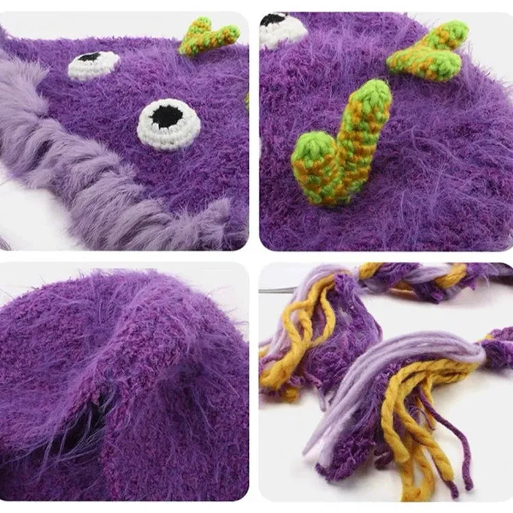 Hand-Knitted Cute Little Monster Hat  Adorable Winter Warmth