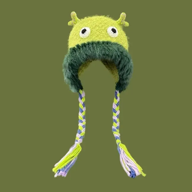 Hand-Knitted Cute Little Monster Hat  Adorable Winter Warmth