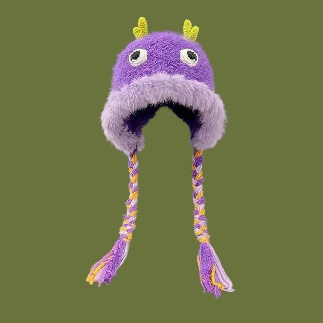 Hand-Knitted Cute Little Monster Hat  Adorable Winter Warmth