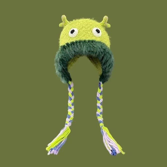 Hand-Knitted Cute Little Monster Hat  Adorable Winter Warmth