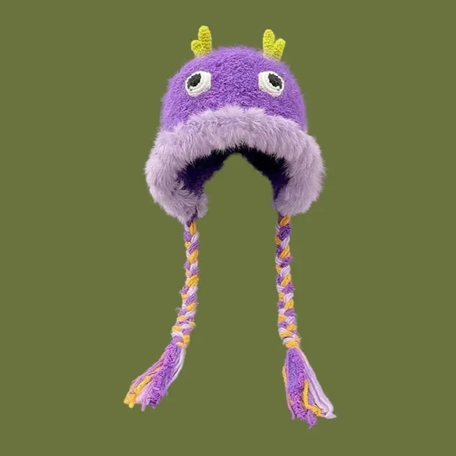 Hand-Knitted Cute Little Monster Hat  Adorable Winter Warmth