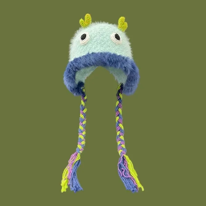 Hand-Knitted Cute Little Monster Hat  Adorable Winter Warmth