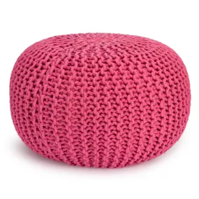 Handmade Knitted Pouffe Footstool 60cm - Pink