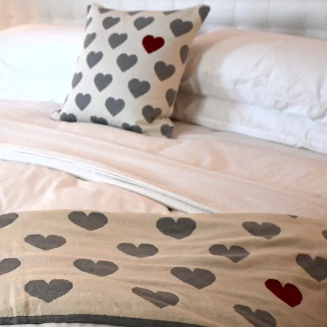 heart knitted throw pillow
