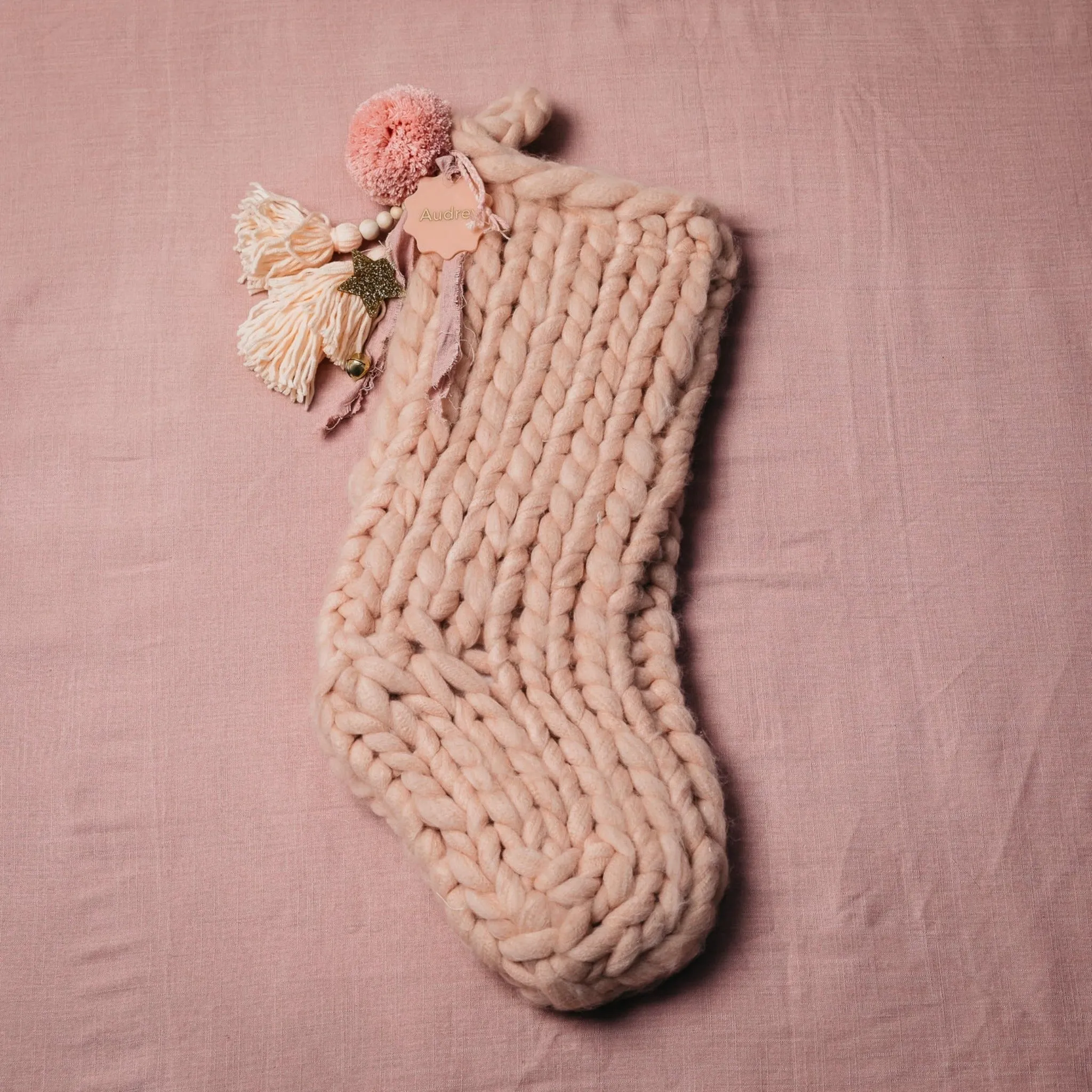 Hello Marla - Knitted Stocking - Peach Pink