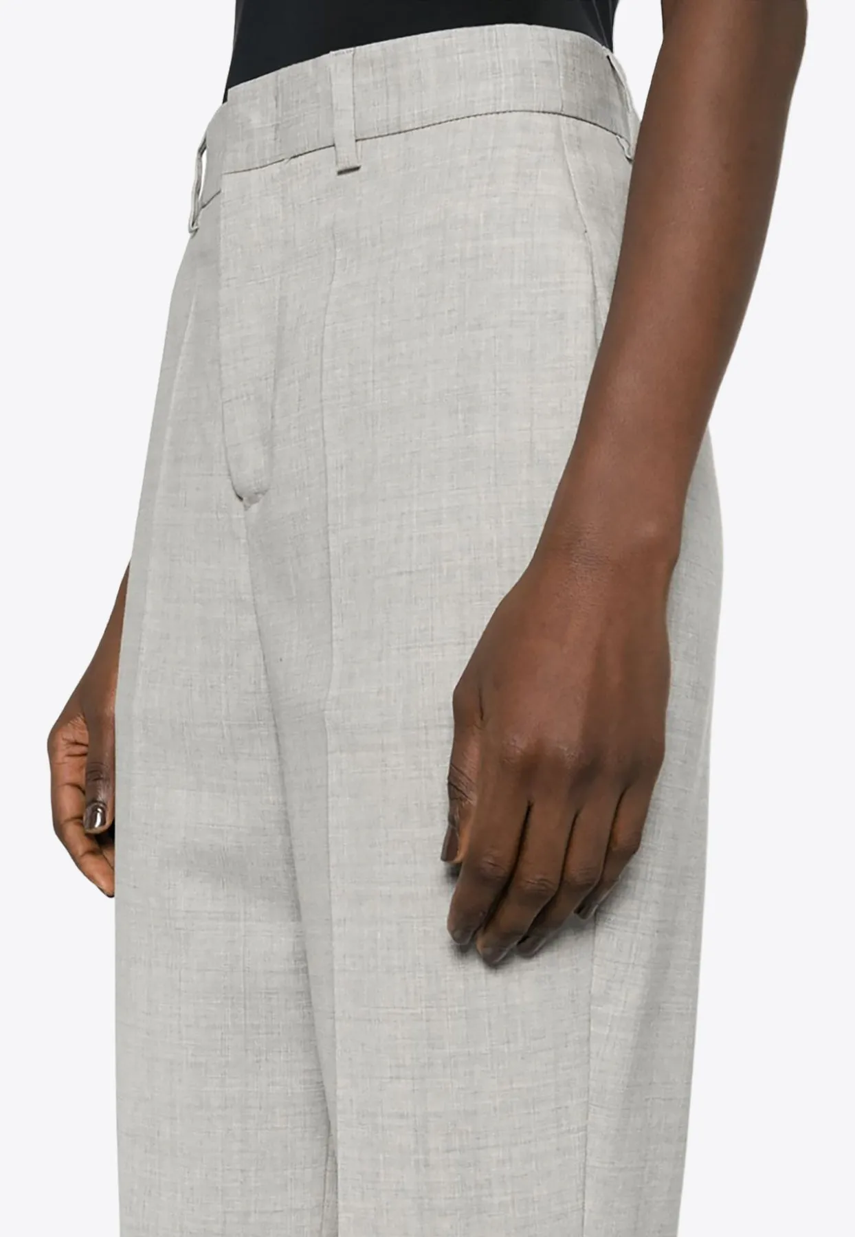 High-Waist Tailored Wool Pants