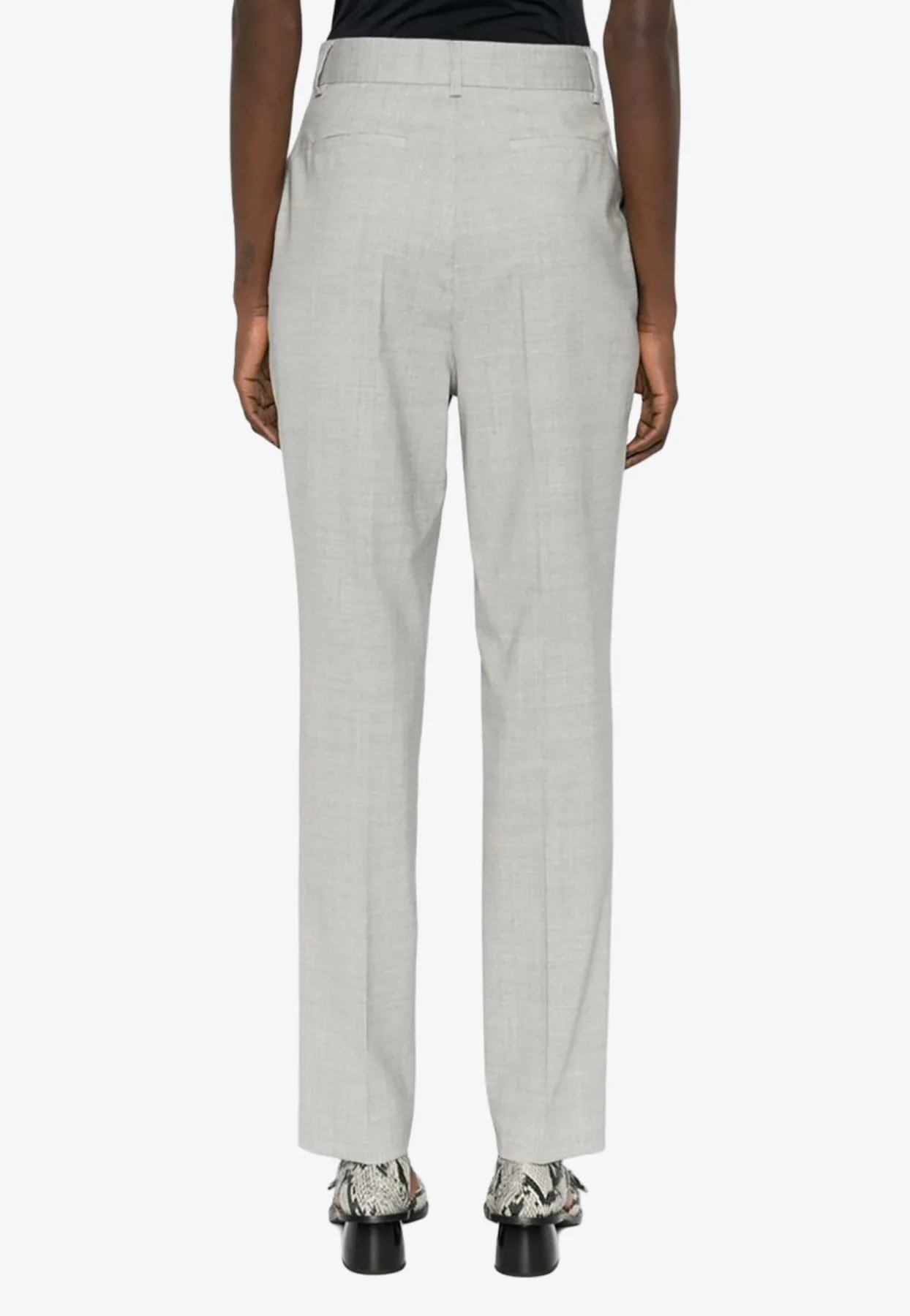 High-Waist Tailored Wool Pants