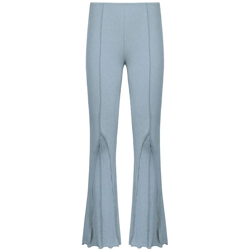Hip Huggers Bell Bottoms Ribbed Stretch Flare Pants Groovy Seams Hippie Low Waist Leggings Brown Black Light Gray Or White Available In Sizes Small Medium Or Large