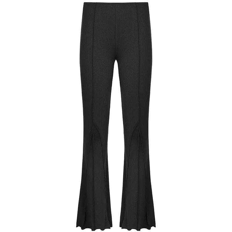 Hip Huggers Bell Bottoms Ribbed Stretch Flare Pants Groovy Seams Hippie Low Waist Leggings Brown Black Light Gray Or White Available In Sizes Small Medium Or Large