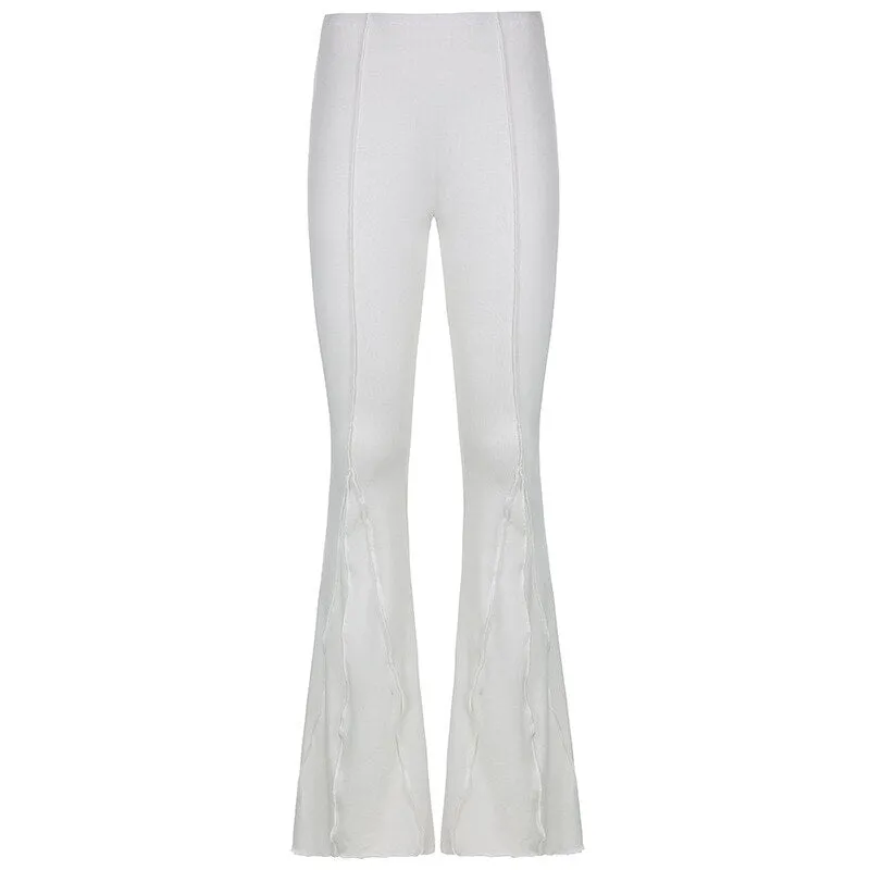 Hip Huggers Bell Bottoms Ribbed Stretch Flare Pants Groovy Seams Hippie Low Waist Leggings Brown Black Light Gray Or White Available In Sizes Small Medium Or Large