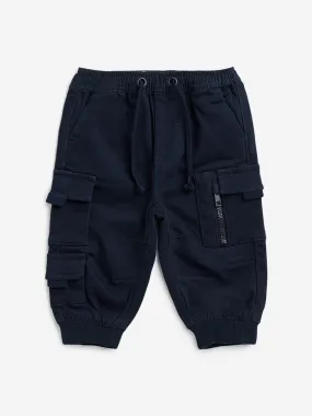 HOP Baby Navy Cargo-Style High-Rise Joggers