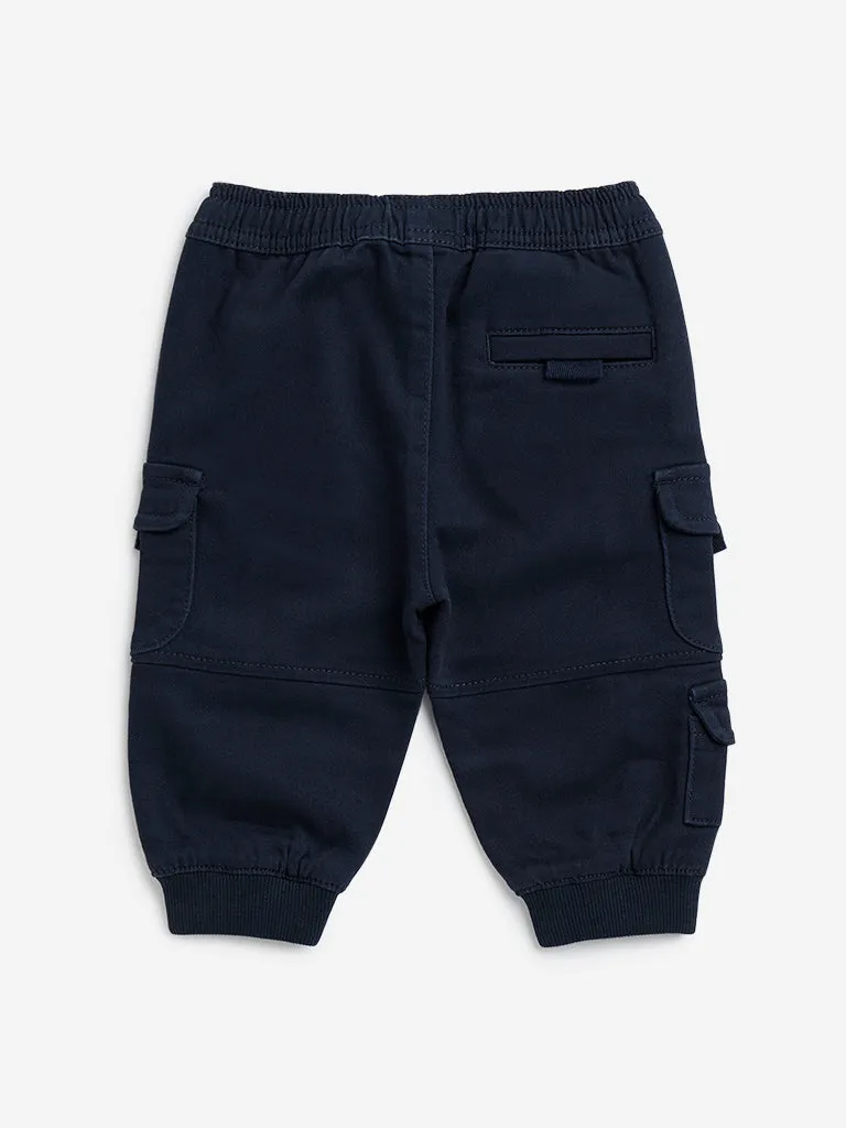 HOP Baby Navy Cargo-Style High-Rise Joggers