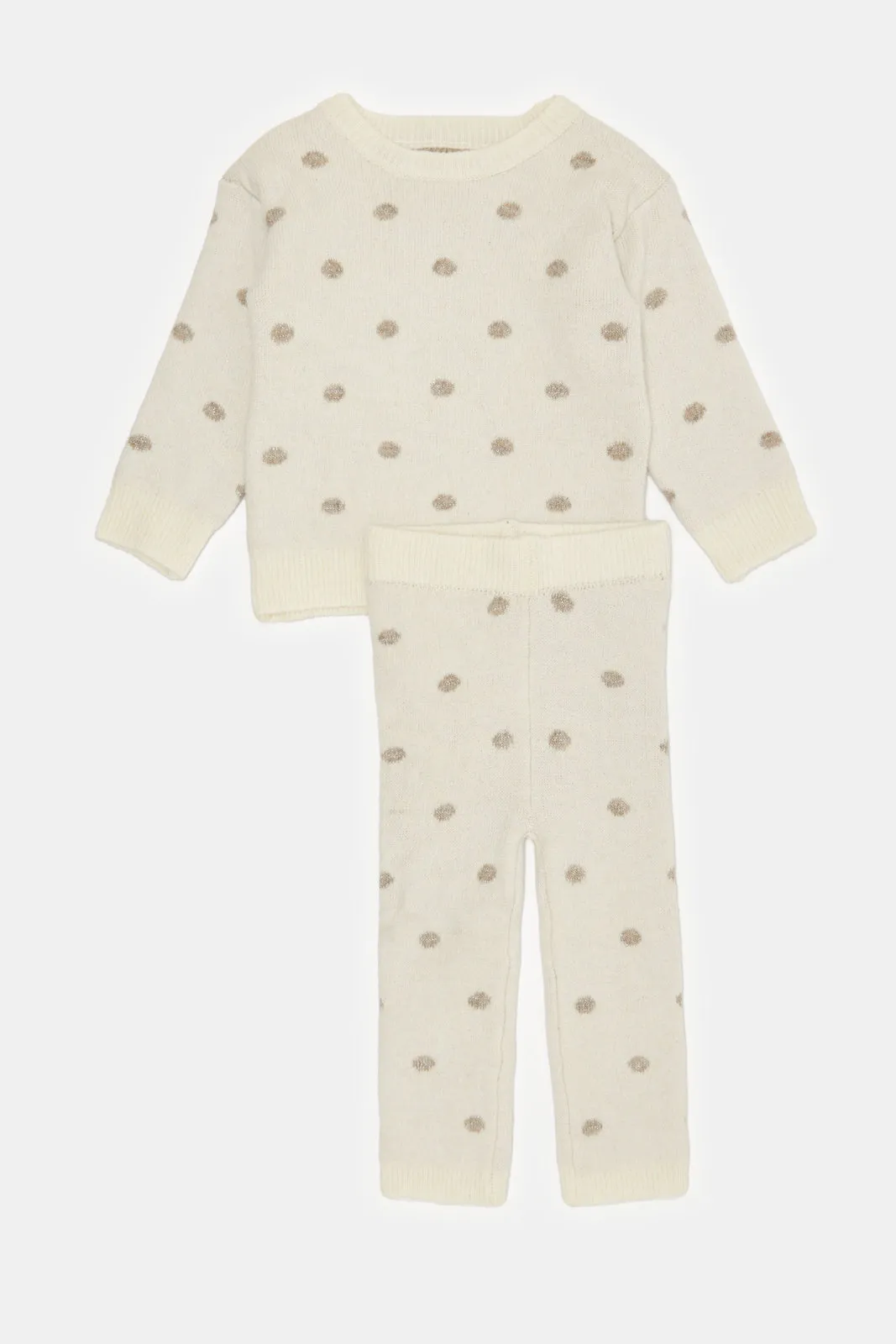 Infant Girls Ivory Knitted Casual Set (2 Piece)