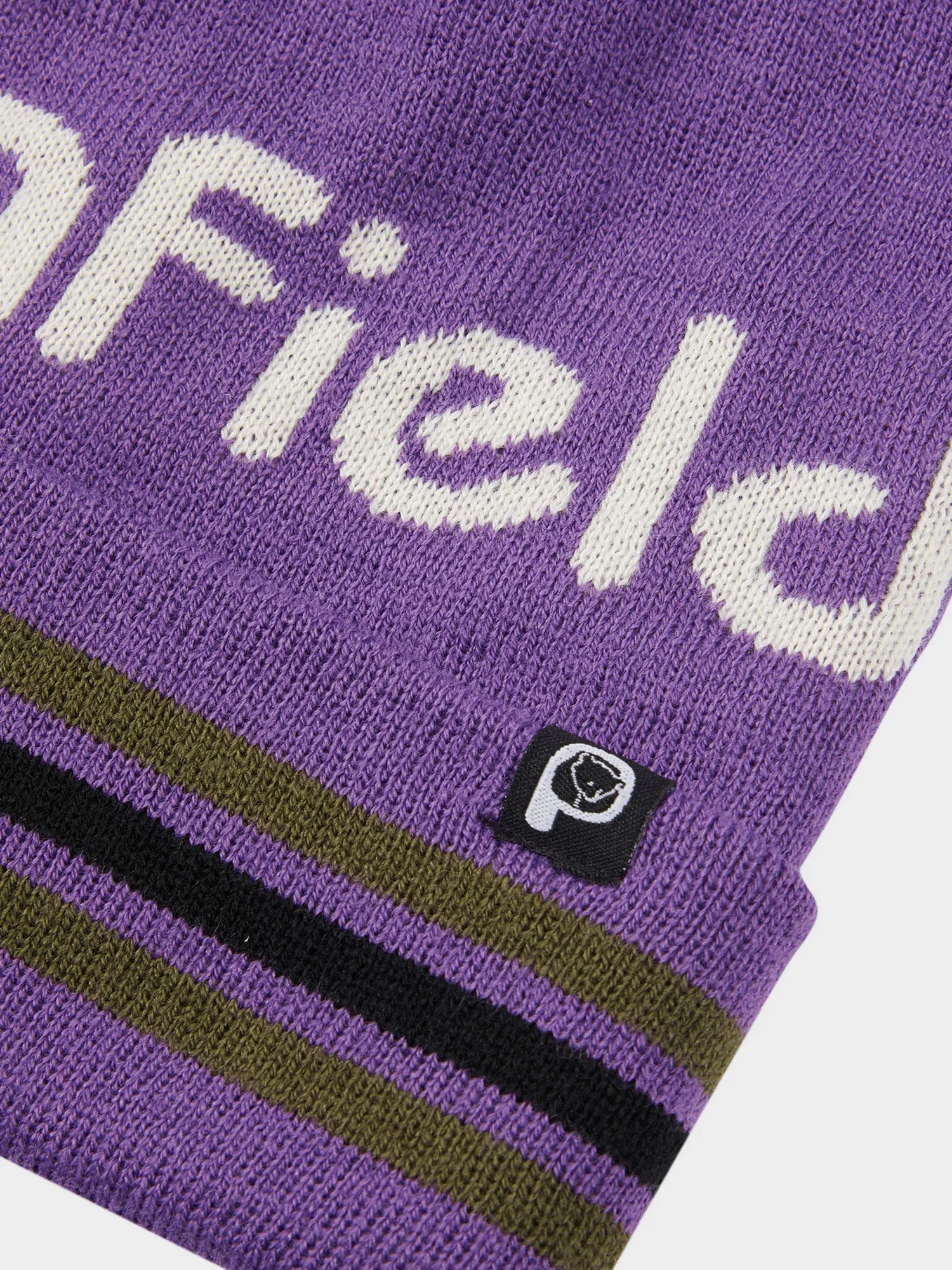 Intarsia Knit Bobble Beanie in Pansy