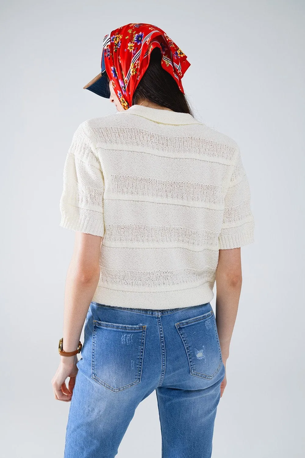 Knitted Cardigan Button Up Shirt With Chestpockets