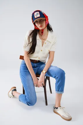 Knitted Cardigan Button Up Shirt With Chestpockets