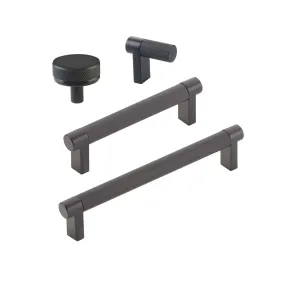 Knurled Matte Black Cabinet Knobs and Drawer Pulls