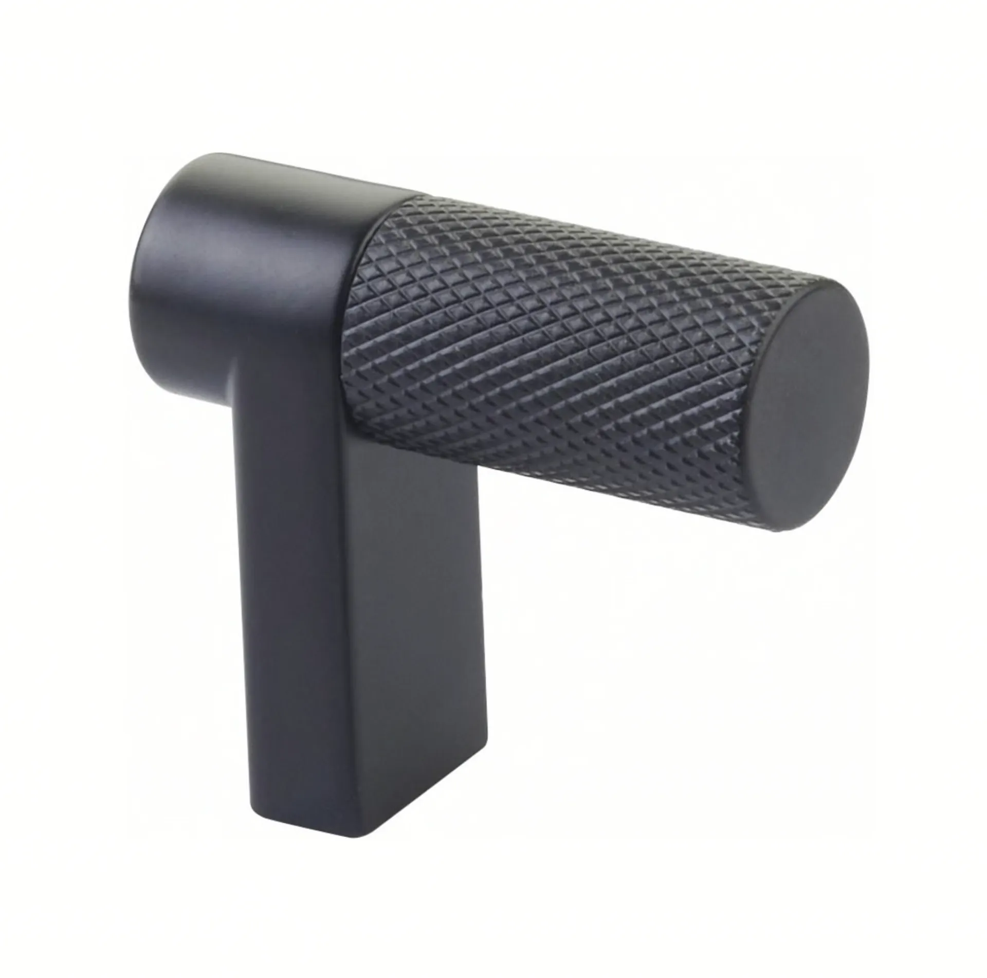 Knurled Matte Black Cabinet Knobs and Drawer Pulls