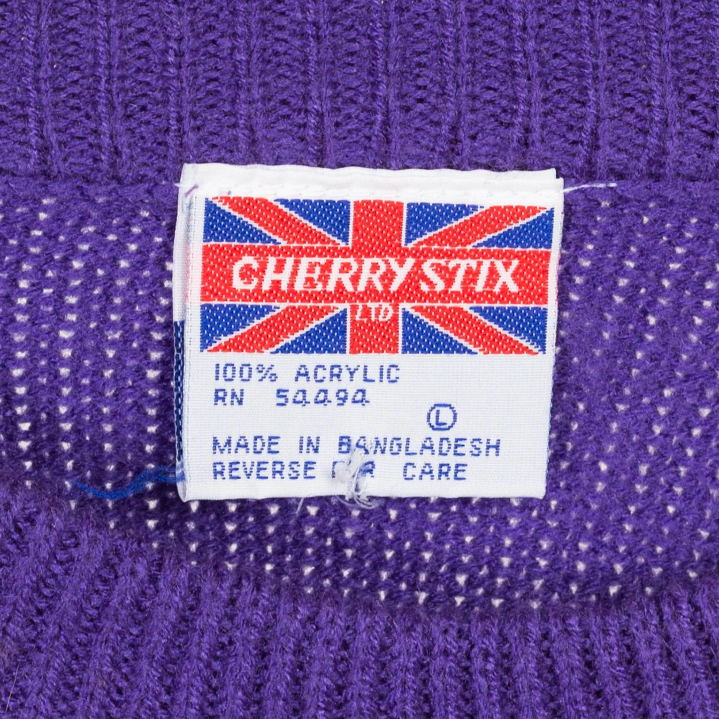 Large 80s Purple Mockneck Pocket Sweater