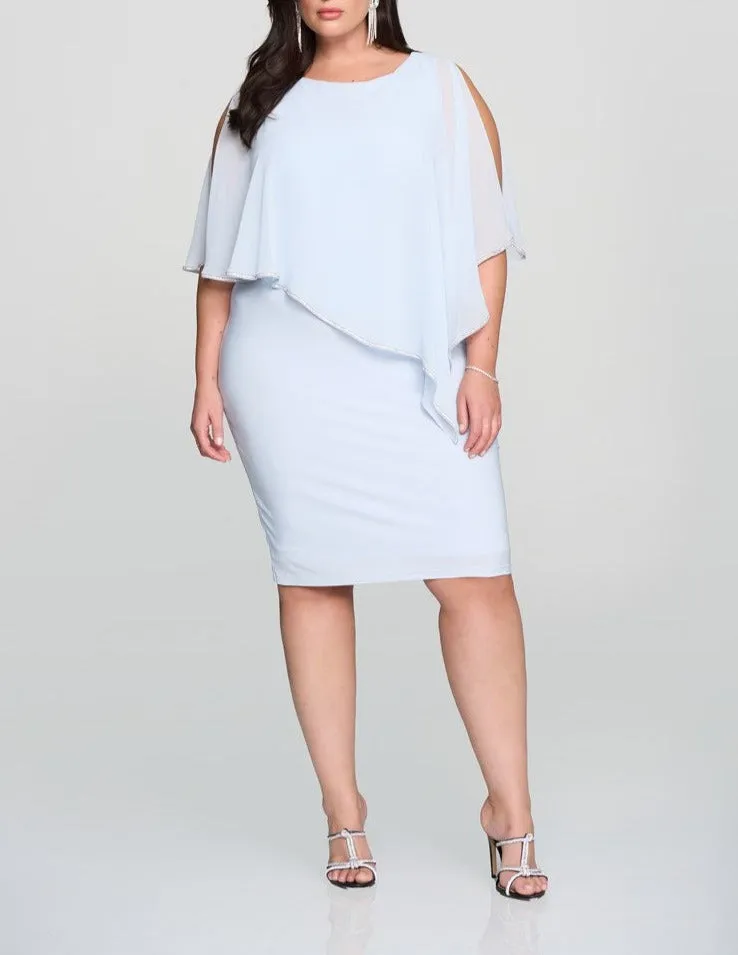 Layered Dress With Cape Overlay