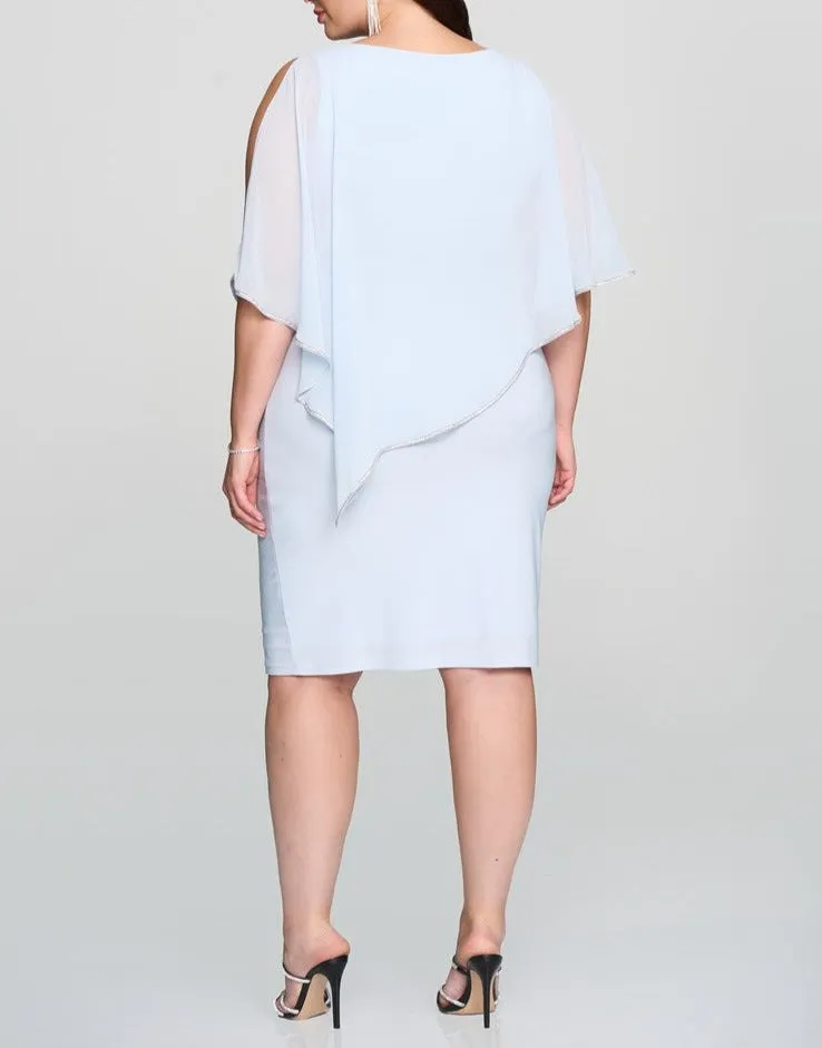Layered Dress With Cape Overlay