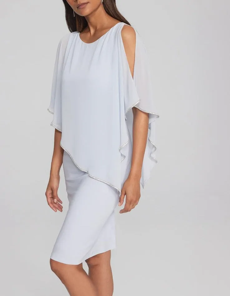 Layered Dress With Cape Overlay