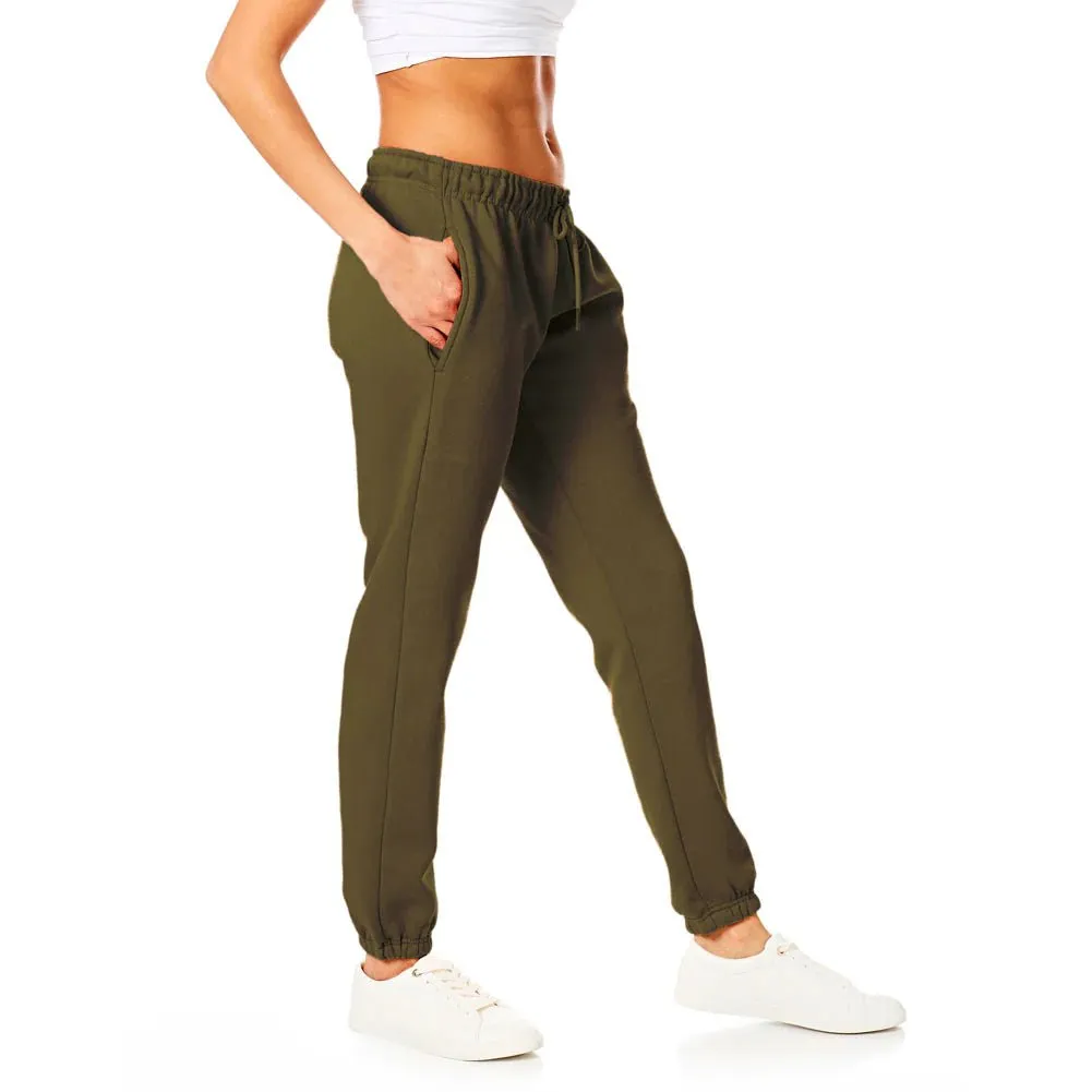 Light & Shade Ladies Cuffed Joggers - Army Green