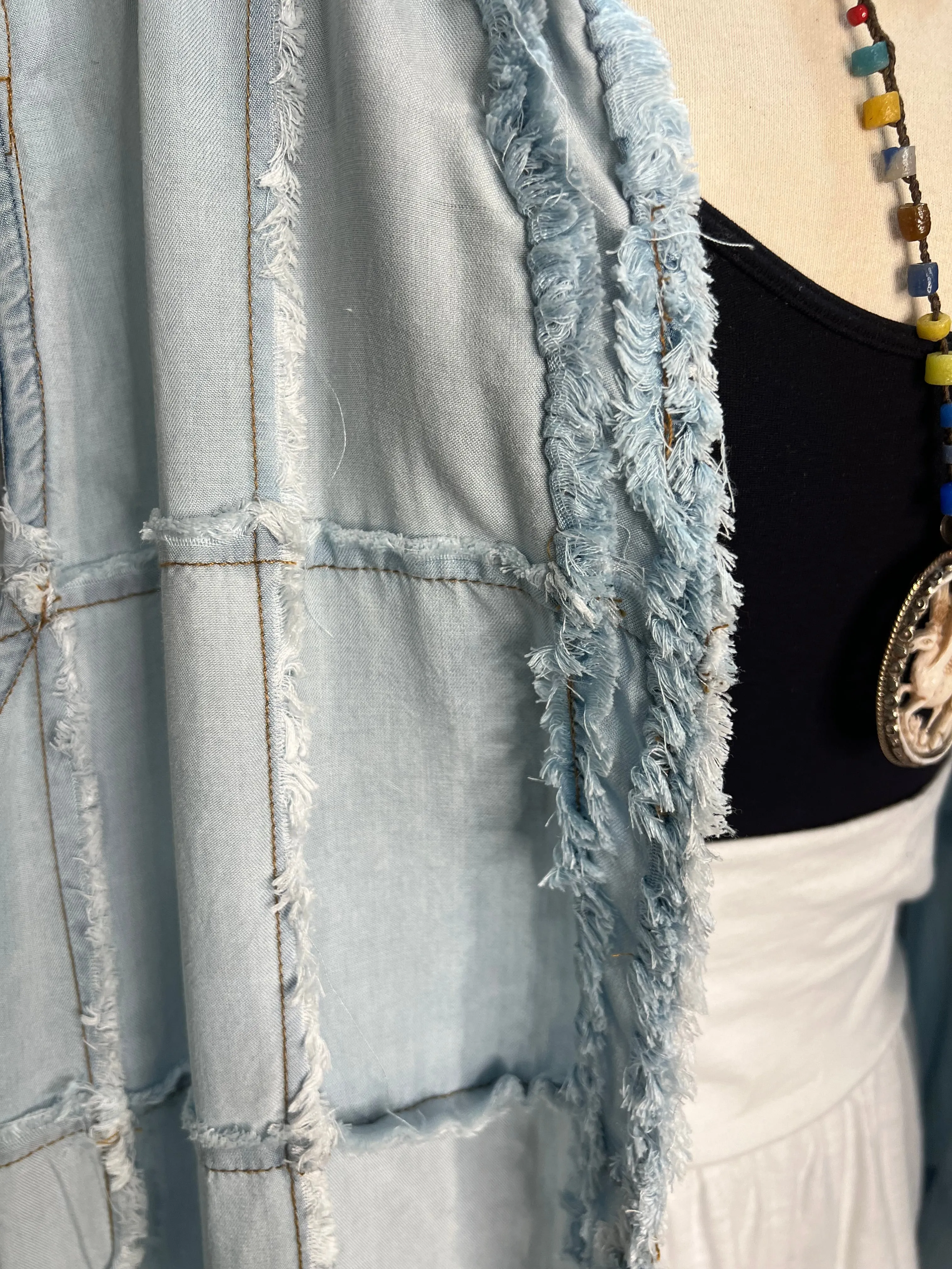 Light Denim Long Duster Jacket by The Paperlace
