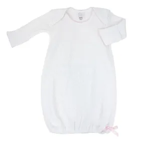 Long Sleeve Lap Shoulder Gown - White/Pink