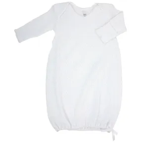 Long Sleeve Lap Shoulder Gown - White/White