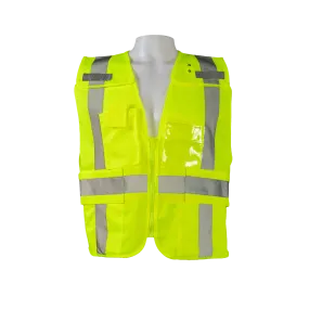 LV2-LPSV ANSI Class 2 All Lime Solid Expandable 5-Point Breakaway Public Safety Vest