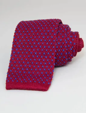 Magenta Small Dotted Linen Knitted Tie