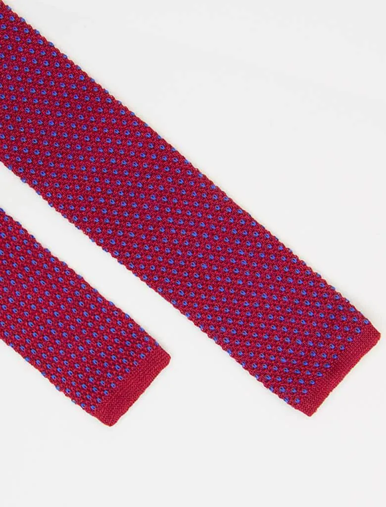 Magenta Small Dotted Linen Knitted Tie