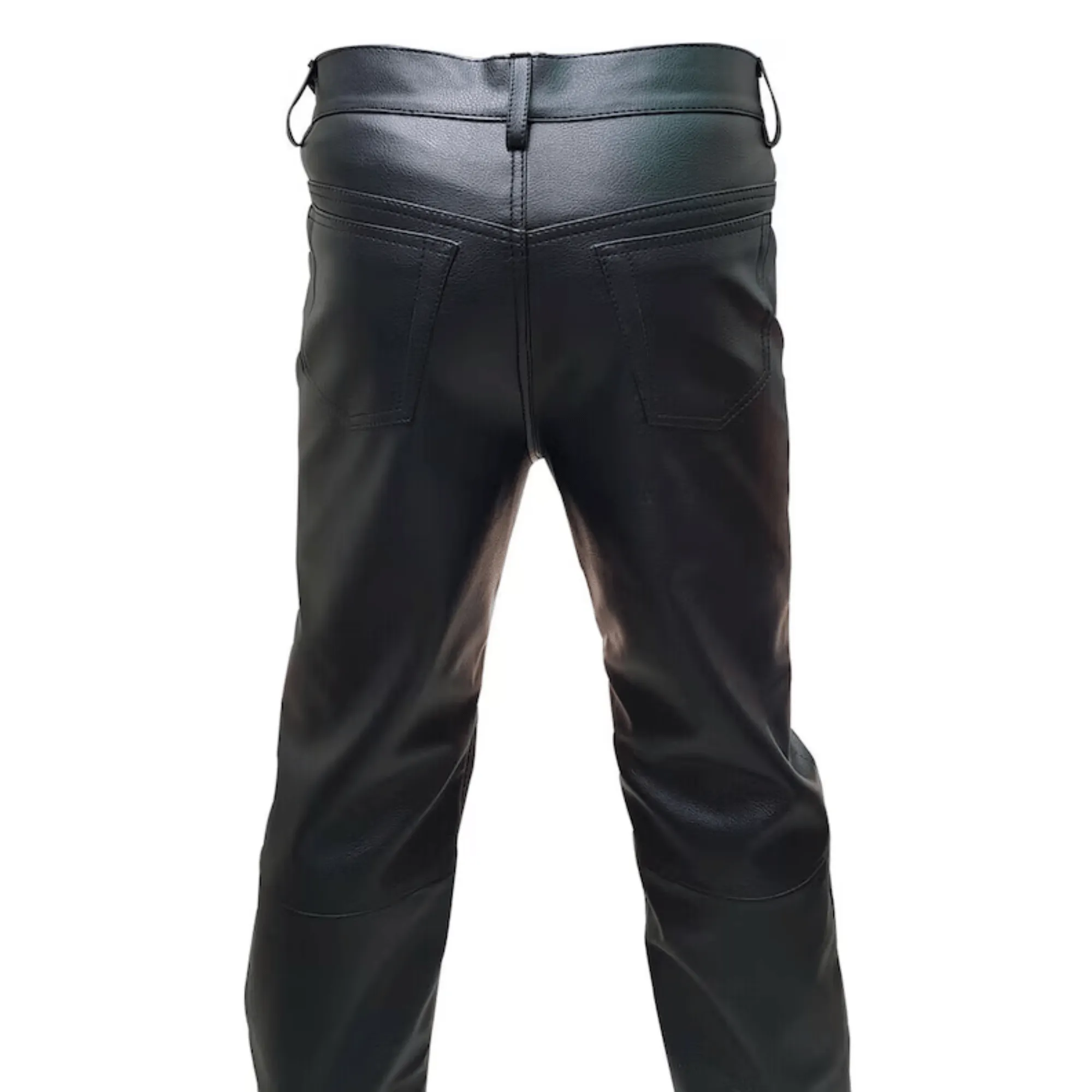 Mens Black Leather Jeans