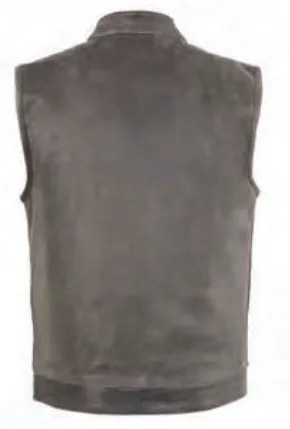 Men’s Distressed Grey Open Neck Snap/zip Front Club Style Vest