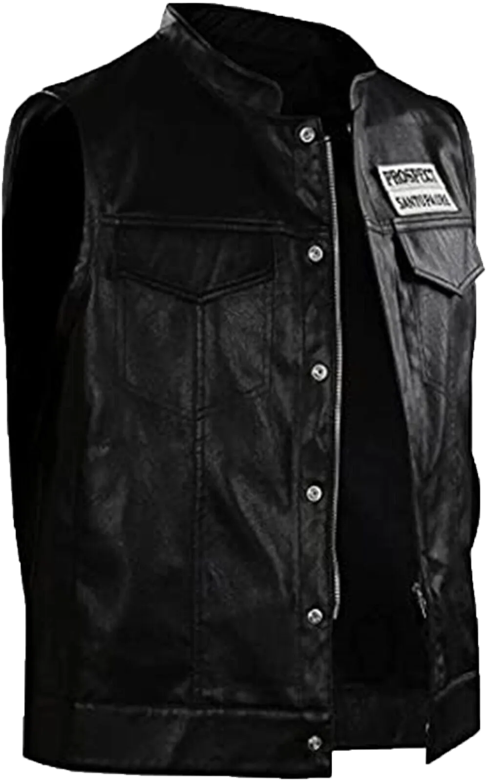 Mens JD Pardo Mayans MC Northern Cali Ezekiel Reyes Biker Black Leather Vest | Mens Biker Black Leather Jacket