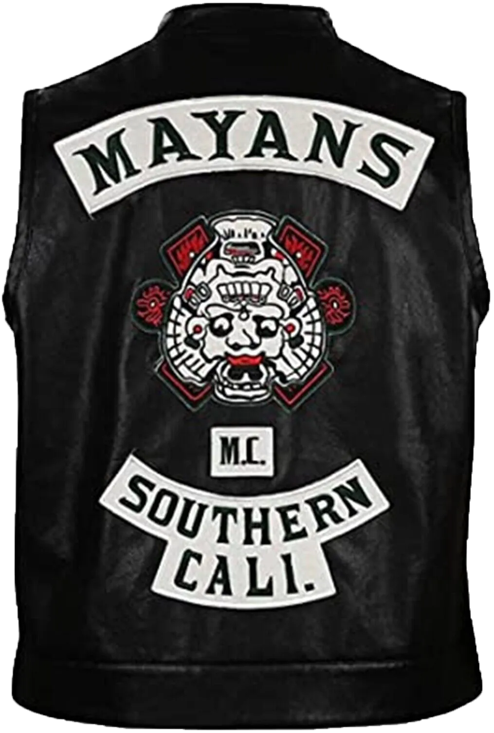 Mens JD Pardo Mayans MC Northern Cali Ezekiel Reyes Biker Black Leather Vest | Mens Biker Black Leather Jacket