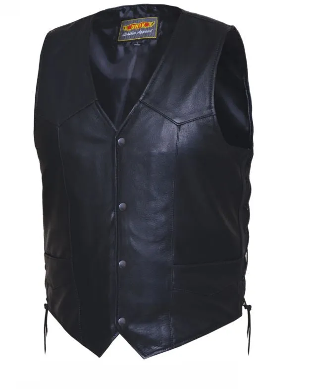 Mens PREMIUM Traditional Snap Front Vest - Side Laces