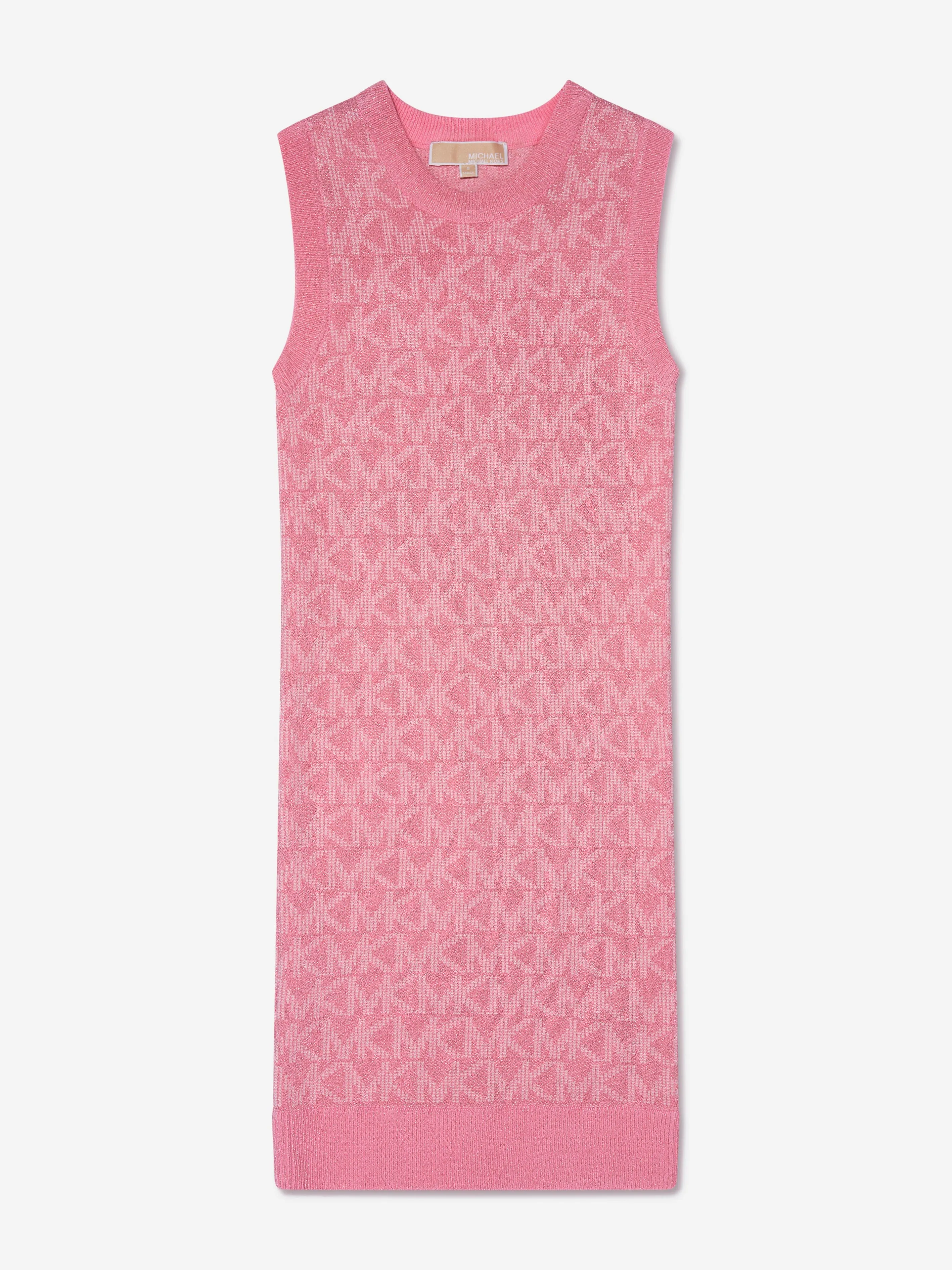 Michael Kors Girls Sleeveless Knitted Logo Dress in Pink